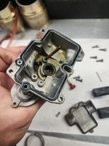 Ethanol residue clogging carb.